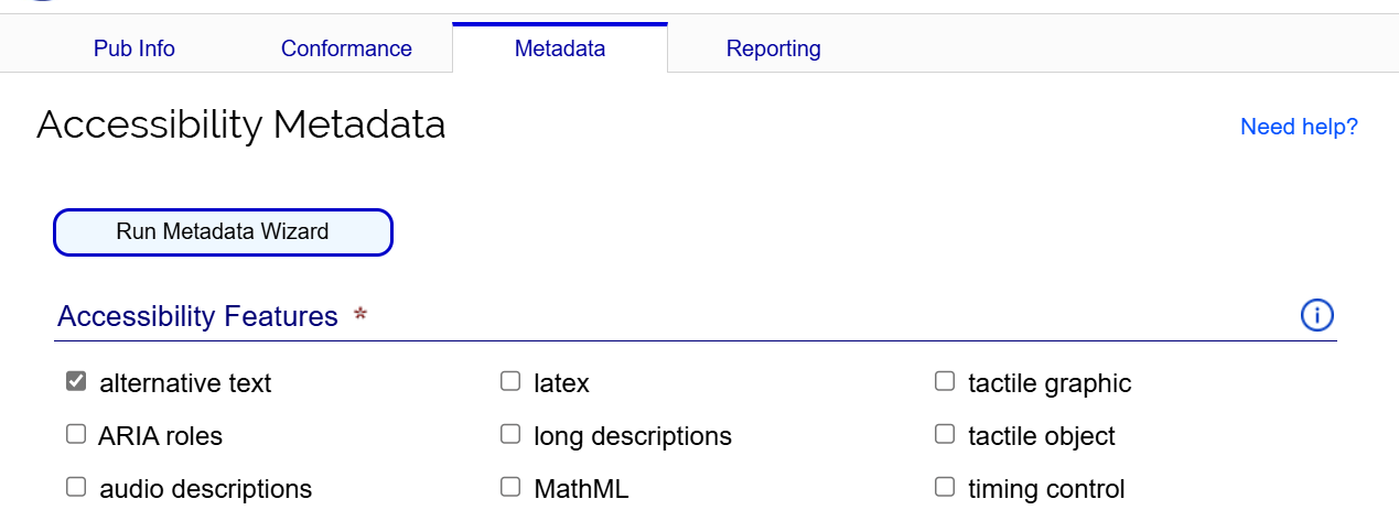 Metadata tab